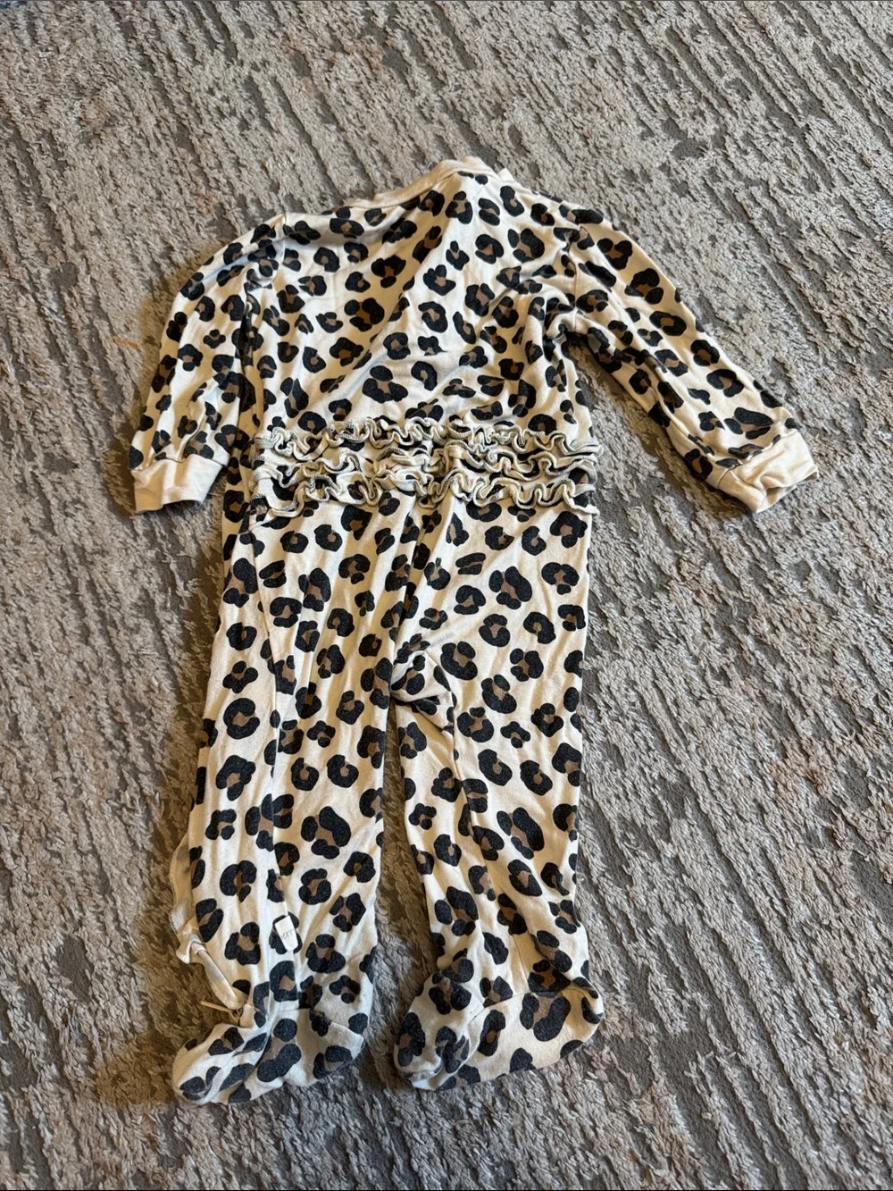 Milkberry Leopard Print Zip Front Kids One-Piece Sleepwear - size 9 month